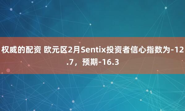 权威的配资 欧元区2月Sentix投资者信心指数为-12.7，预期-16.3