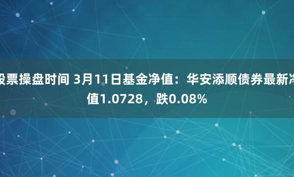 股票操盘时间 3月11日基金净值：华安添顺债券最新净值1.0728，跌0.08%